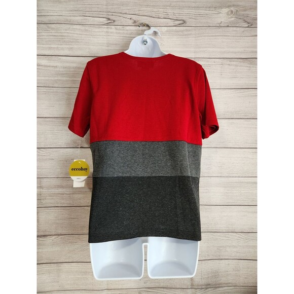 Eccobay vintage small nwt red gray short sleeve sweater - Picture 2 of 6